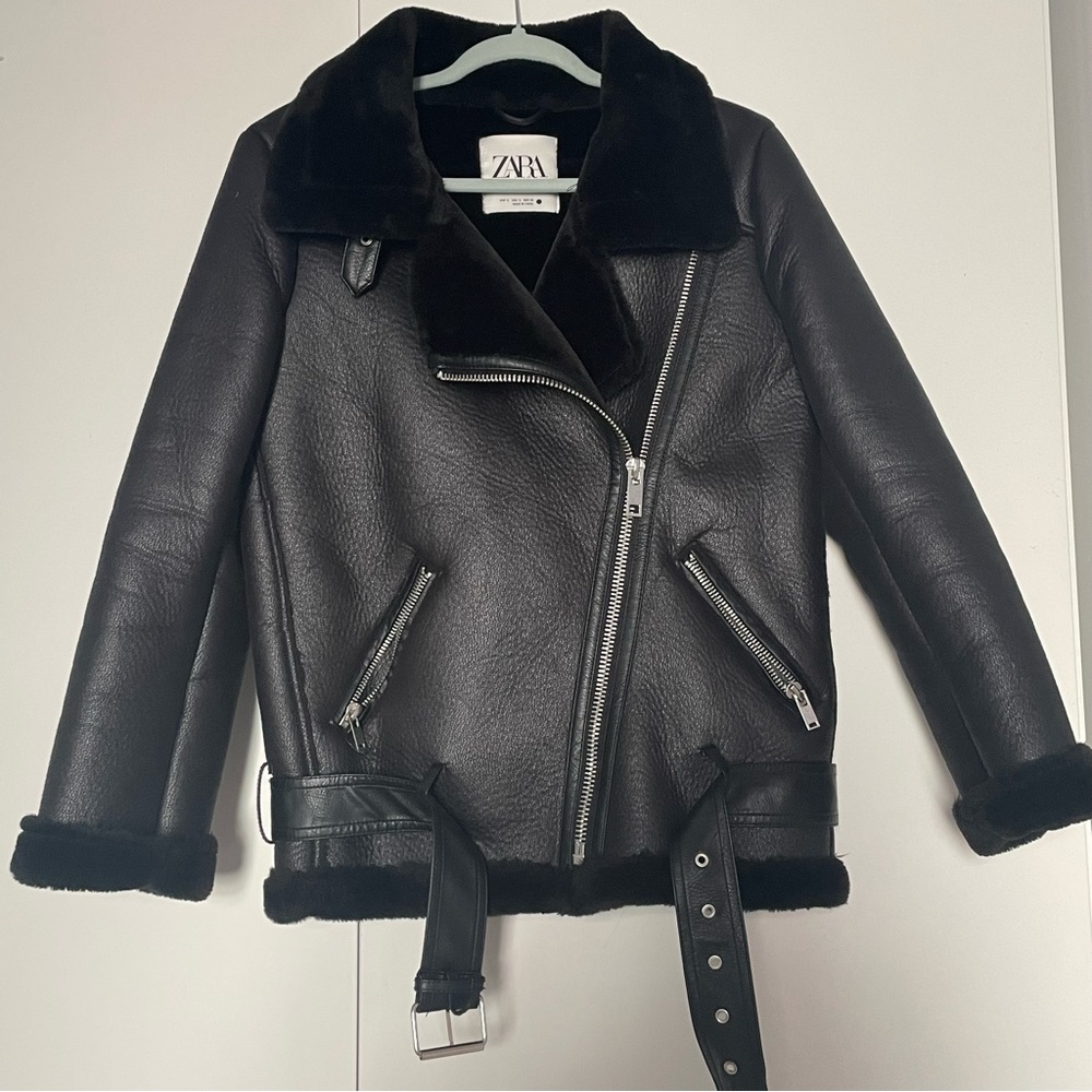 Zara Faux Fur Moto Jacket